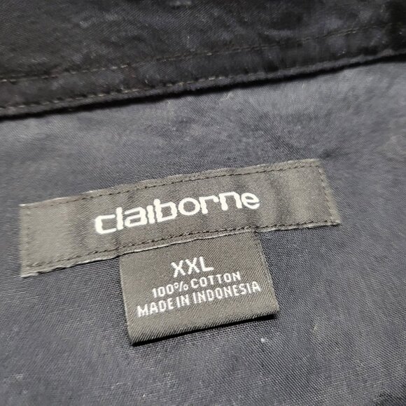 Claiborne Mens Shirt Button Up XXL Long Sleeve Black Cotton - Picture 4 of 14